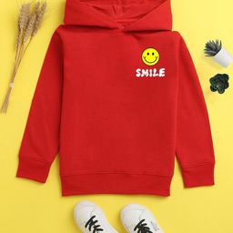 NUSYL Unisex Kids Red Hooded Sweatshirt-image-40