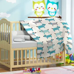 Pluchi Kids Grey Melange Scottie Dog AC Room 350 GSM Cotton Single Bed Blanket-image-13
