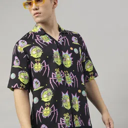 Free Authority Rick & Morty Printed Spread Collar Short Sleeves Regular Fit Shirt-image-33
