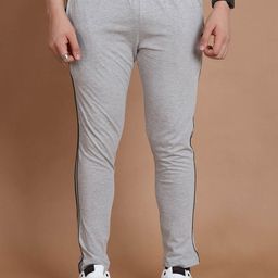 berry blues Men Side Striped Pure Cotton Track Pants-image-97