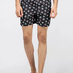 wHAT'S DOwn Men Black Printed Cotton Boxer Shorts-image-46