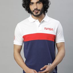 Free Authority Typography Nasa Printed Polo Collar Pure Cotton T-shirt-image-86