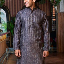 Shasak Paisley Printed Zari Mandarin Collar Straight Kurta-image-66