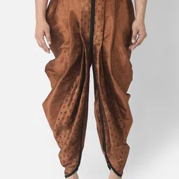 DEYANN Men Copper Printed Dupion Silk Dhoti-image-26