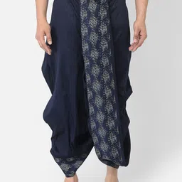 DEYANN Men Navy Blue & Grey Printed Dhoti Pants-image-29