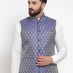 TREEMODA Woven Design Nehru Jackets-34