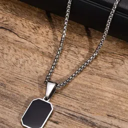 OOMPH Silver-Plated Stone Studded Geometric Pendant With Chain-30