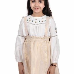 Miyo Girls Pure Cotton A-Line Knee-Length Flared Pinafore Skirt-image-29