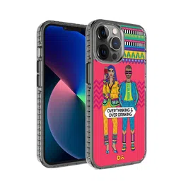 DailyObjects Pink & Blue Printed Overthinking & Overdrinking iPhone 12 Pro Max Phone Case-97