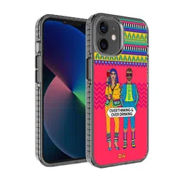 DailyObjects Pink & Yellow Overthinking & Overdrinking iPhone 12 Back Case-29