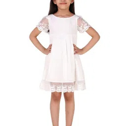 Miyo Girls Self Design Flared Sleeve Fit & Flare Dress-image-14