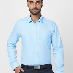 Park Avenue Spread Collar Long Sleeves Slim Fit Striped Formal Shirt-image-40