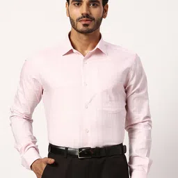 Park Avenue Slim Fit Grid Tattersall Checks Cotton Formal Shirt-image-59