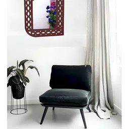 VAS collection home Brown Wall Self Design MDF Mirror Frame-8