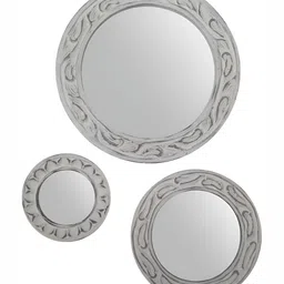 VAS collection home 3 Pcs Self Designed Wooden Decotaive Frame Mirror-19