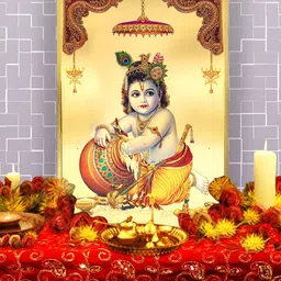 Hawai Gold-Toned & Red Bal Gopal Krishna Acrylic Wall Photo Frames-picture-12