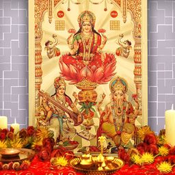 Hawai Gold-Toned & Red Saraswati Lakshmi Ganesh Acrylic Wall Photo Frames-picture-18