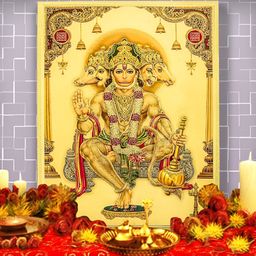 Hawai 24k Gold Plated Panchamukhi Hanuman Ji Wall Art-image-94