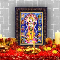 Hawai Black & Blue Lord Vishnu 10 Avatar Wooden Wall Photo Frame-image-56