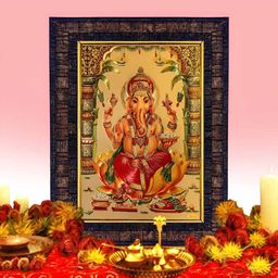 Hawai Black & Gold Plated Lord Ganesha Ganpati Wood Wall Photo Frame-image-21