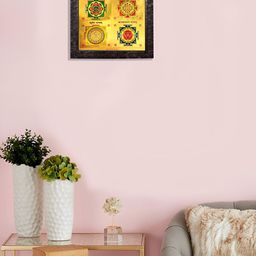 Hawai Black Self Design Square Wooden Shree Sampurna Mahalaxmi Yantra Wall Photo Frame-36
