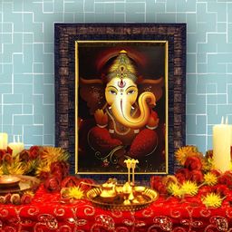 Hawai Black & Maroon Lord Ganesh Wooden Wall Photo Frame-image-62