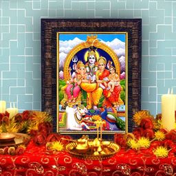 Hawai Black & Red Shiva Parivar Maa Parvati & Ganesh Rectangle Wooded Wall Photo Frame-33