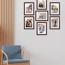RANDOM Set Of 7 Burgundy Solid Individual Wall Photo Frames-28