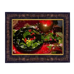 Hawai Black & Red Lord Baidyanath Shiva Ling  Wooden Wall Photo Frame image 2