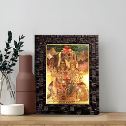 Hawai Black & Gold Plated Wooden Shiv Parivar Wall Hanging Photo Frames-7