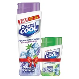 DermiCOOL Set of 2 Prickly Heat Powder- Soothing Lavender 150 g + Fresh Aloe 50 g-47