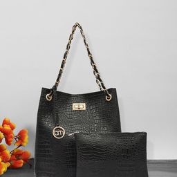 Bagsy Malone Textured Structured Shoulder Bag & Pouch-image-17