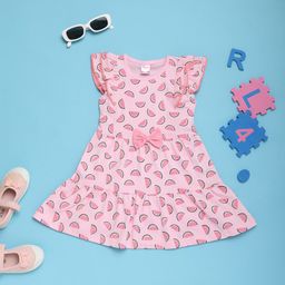 V-Mart Girls Conversational Printed Cotton A-Line Dress-picture-26