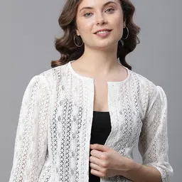 UnaOne Self Design Pure Cotton Shrug-29