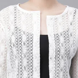 UnaOne Self Design Open Front Pure Cotton Crop Shrug image 2