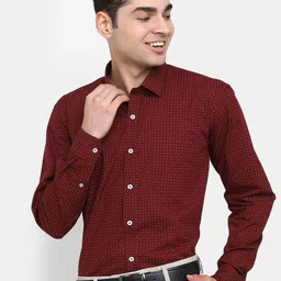 J White by Vmart Classic Micro Ditsy Printed Formal Cotton Shirt-image-74