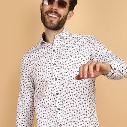 V-Mart Floral Long Sleeves Spread Collar Cotton Opaque Printed Casual Shirt-image-75