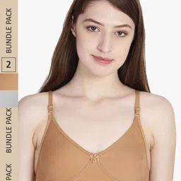 Leading Lady Pack Of 2 Pure Cotton Non Padded Bra-image-59