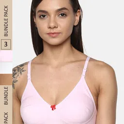 Leading Lady Pack Of 3 Pure Cotton Non Padded Seamless Bra-image-19