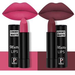 PERPAA Set Of 2 Creamy Matte Long-Stay Lipstick - Tan Red 80 & Pink Fusion 60-44
