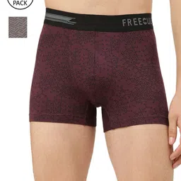 FREECULTR Men Pack Of 2 Burgundy, Grey Printed Trunk-33