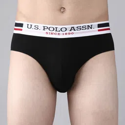 U.S. Polo Assn. Men Pack of 3 Solid Pure Cotton Briefs -I006-BGD-P3-image-26