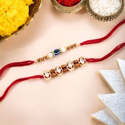 Peora 2-Pcs Evil Eye & Stone Studded Rakhi With Roli Chawal Greeting Card-image-33