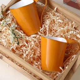 Wonderchef Yellow & White Set Of 2 Solid Sicilia Fine Bone China Glossy Mugs-30
