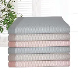 Athom Living Astar Peach & Grey 6 Pieces Striped Cotton 210 GSM Bath Towels-image-43