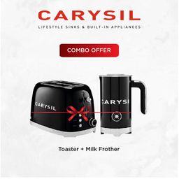 Carysil 2-in-1 Combo, 2-Slice Bread Toaster with 6 Browning Settings and Milk Frother with Hot & Cold Foam Function, Black image 2