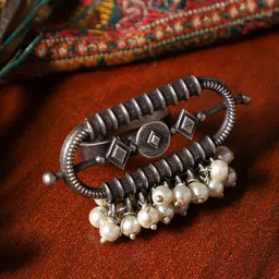 VENI Silver-Plated & Pearl Beaded Finger Ring-16
