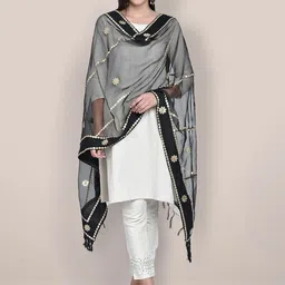 Dupatta Bazaar Embroidered Organza Dupatta with Gotta Patti-44