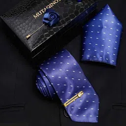 MUTAQINOTI Men Micro Geometric Print Silk Blend Necktie Accessory Gift Set-image-97