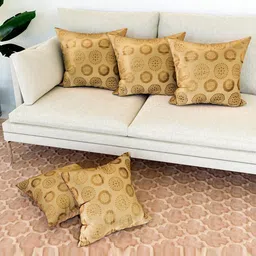Kuber Industries Gold-Toned 5 Pieces Cushion Covers-46